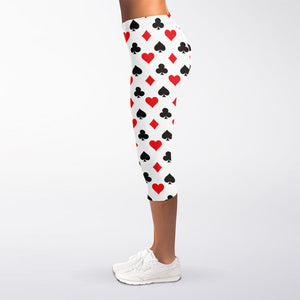 Playing Card Suits Pattern Print Women's Capri Leggings