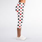 Playing Card Suits Pattern Print Women's Capri Leggings