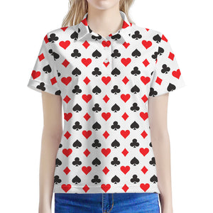 Playing Card Suits Pattern Print Women's Polo Shirt