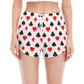 Playing Card Suits Pattern Print Women's Split Running Shorts