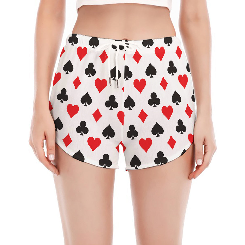 Playing Card Suits Pattern Print Women's Split Running Shorts