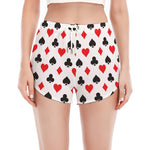 Playing Card Suits Pattern Print Women's Split Running Shorts
