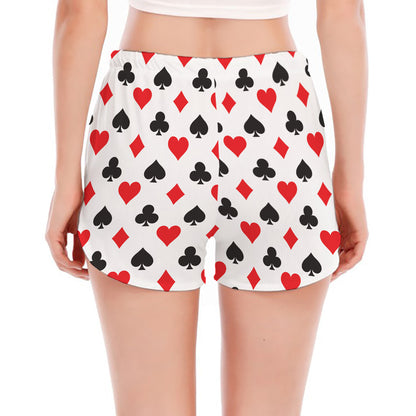 Playing Card Suits Pattern Print Women's Split Running Shorts