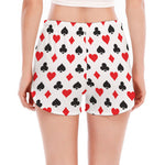Playing Card Suits Pattern Print Women's Split Running Shorts