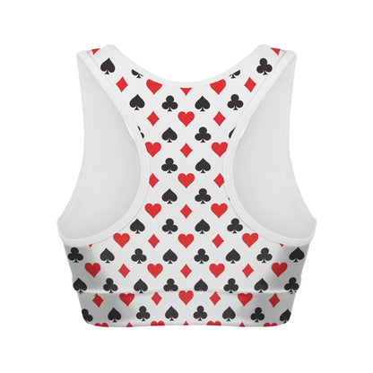Playing Card Suits Pattern Print Women's Sports Bra
