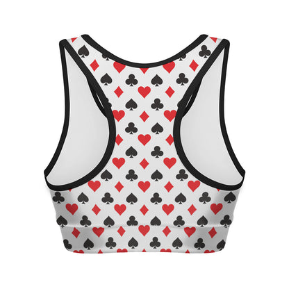 Playing Card Suits Pattern Print Women's Sports Bra