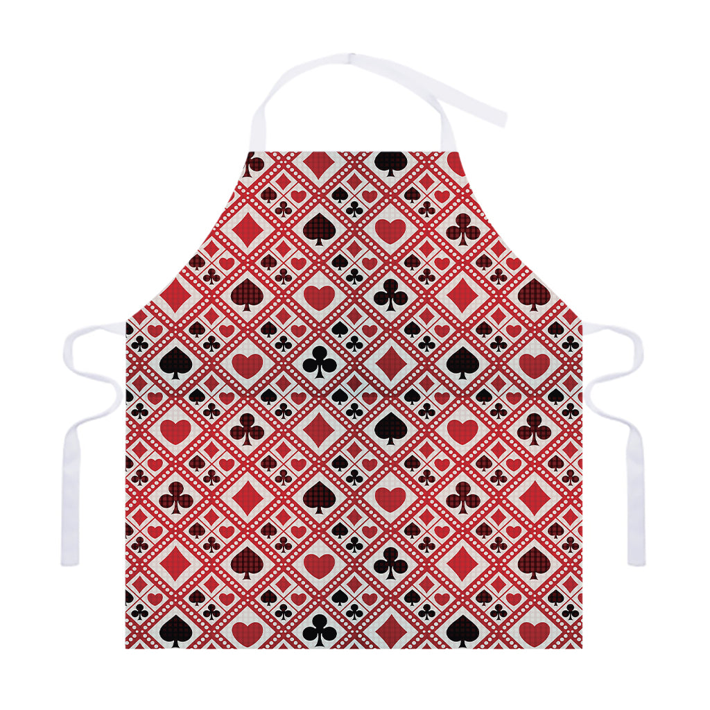 Playing Card Suits Plaid Pattern Print Adjustable Apron