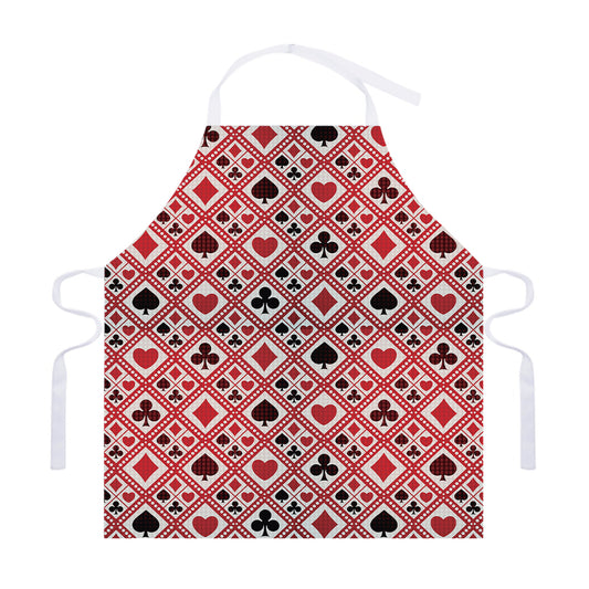 Playing Card Suits Plaid Pattern Print Adjustable Apron