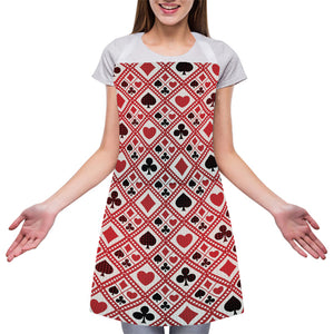 Playing Card Suits Plaid Pattern Print Adjustable Apron