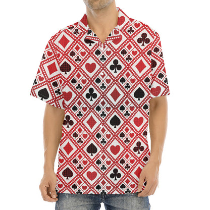 Playing Card Suits Plaid Pattern Print Aloha Shirt