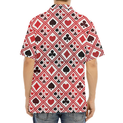 Playing Card Suits Plaid Pattern Print Aloha Shirt
