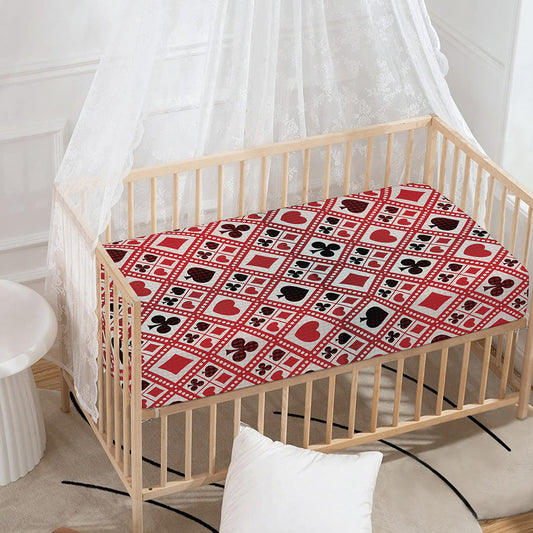 Playing Card Suits Plaid Pattern Print Baby Crib Sheet