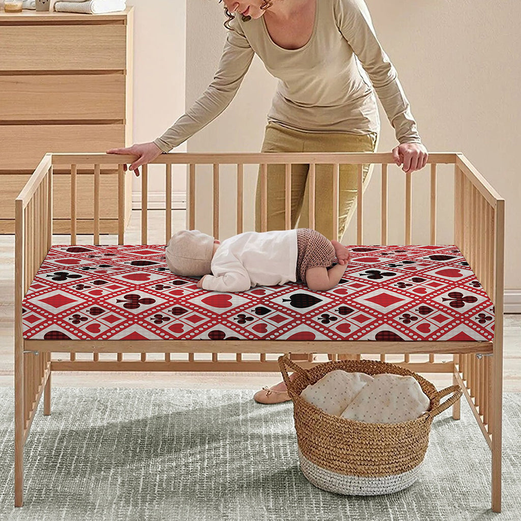 Playing Card Suits Plaid Pattern Print Baby Crib Sheet