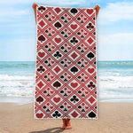 Playing Card Suits Plaid Pattern Print Beach Towel