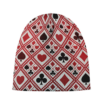 Playing Card Suits Plaid Pattern Print Beanie