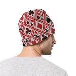 Playing Card Suits Plaid Pattern Print Beanie