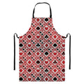 Playing Card Suits Plaid Pattern Print Bib Apron With Pocket
