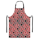 Playing Card Suits Plaid Pattern Print Bib Apron With Pocket