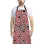 Playing Card Suits Plaid Pattern Print Bib Apron With Pocket