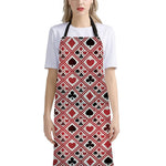 Playing Card Suits Plaid Pattern Print Bib Apron With Pocket