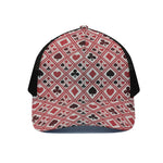 Playing Card Suits Plaid Pattern Print Black Mesh Trucker Cap