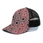 Playing Card Suits Plaid Pattern Print Black Mesh Trucker Cap