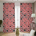 Playing Card Suits Plaid Pattern Print Dimout Pencil Pleat Curtains