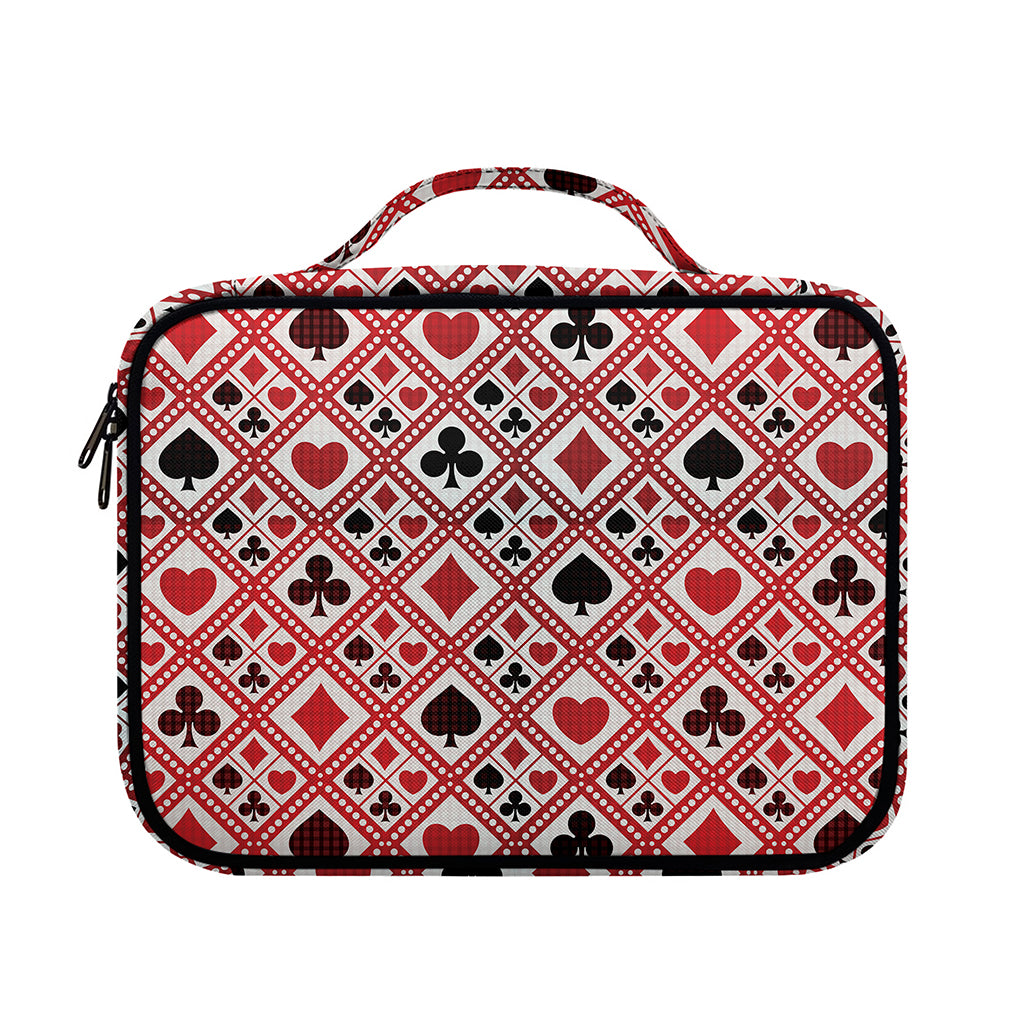 Playing Card Suits Plaid Pattern Print Briefcase Bible Bag