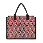 Playing Card Suits Plaid Pattern Print Canvas Tote Bag