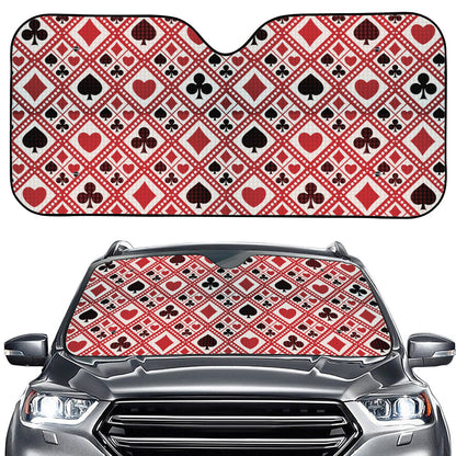 Playing Card Suits Plaid Pattern Print Car Windshield Sun Shade