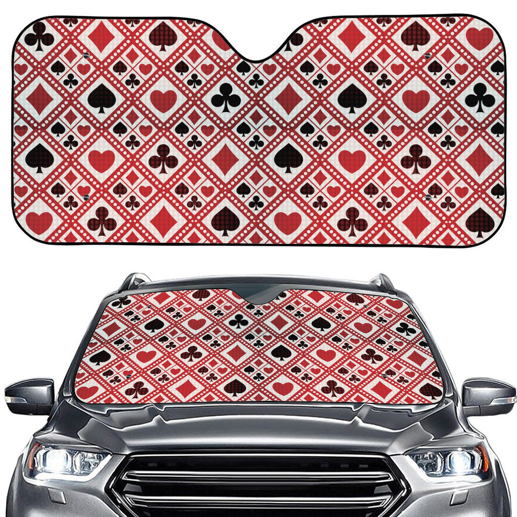 Playing Card Suits Plaid Pattern Print Car Windshield Sun Shade