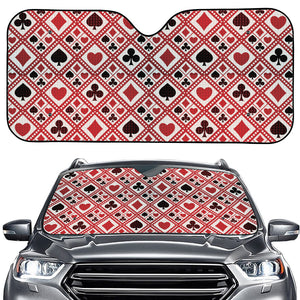 Playing Card Suits Plaid Pattern Print Car Windshield Sun Shade