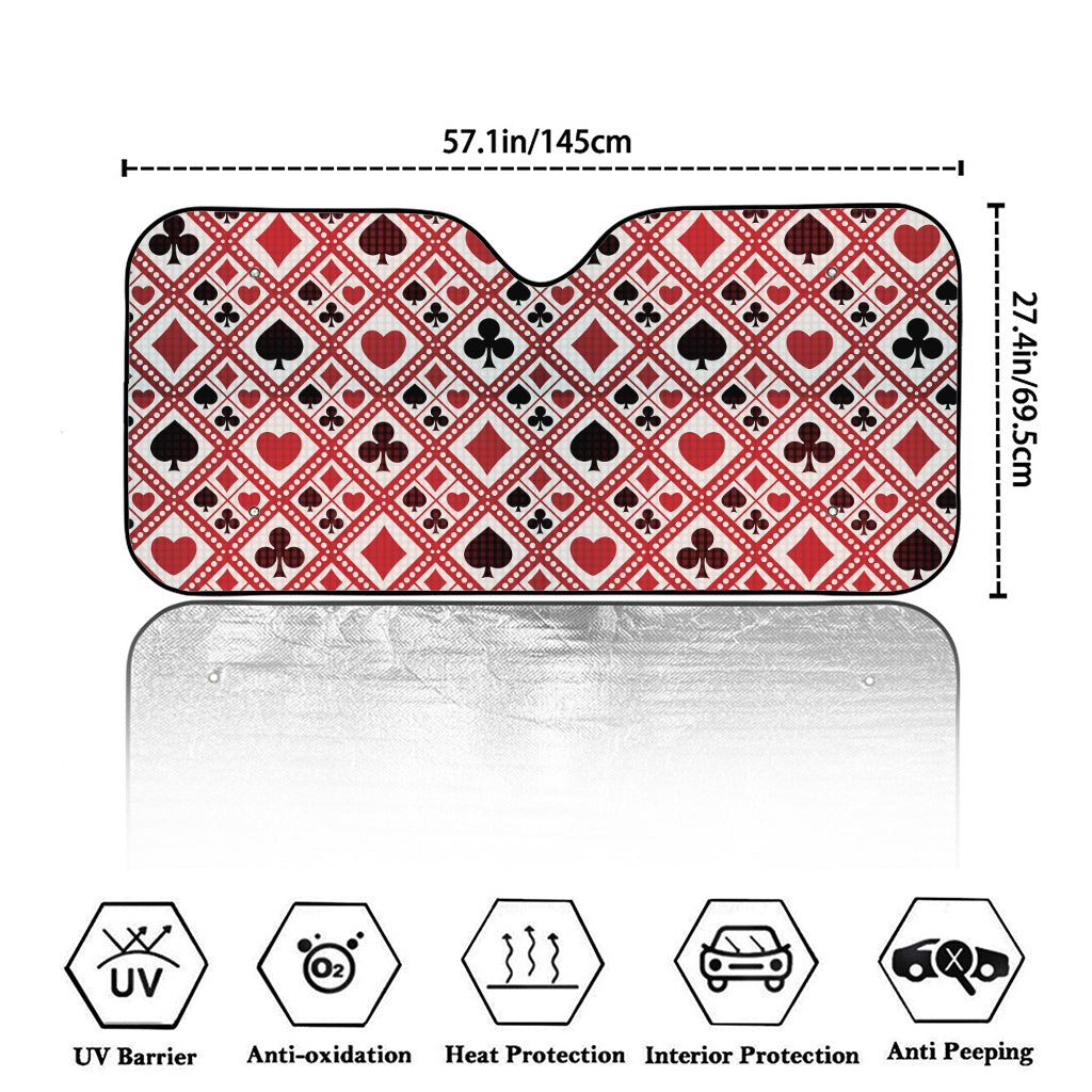 Playing Card Suits Plaid Pattern Print Car Windshield Sun Shade