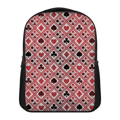 Playing Card Suits Plaid Pattern Print Casual Backpack