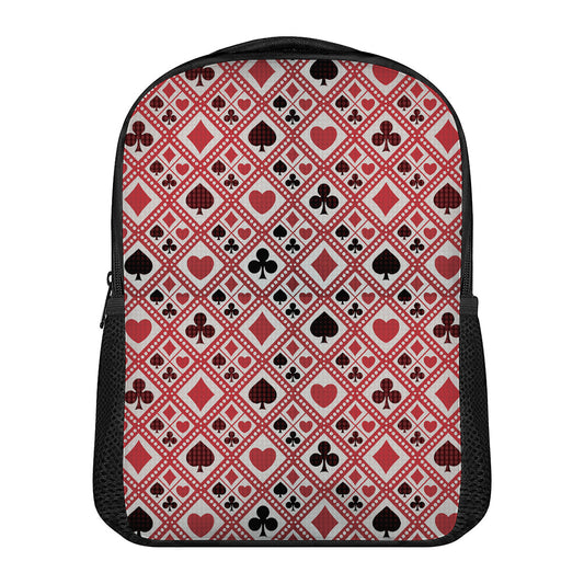 Playing Card Suits Plaid Pattern Print Casual Backpack