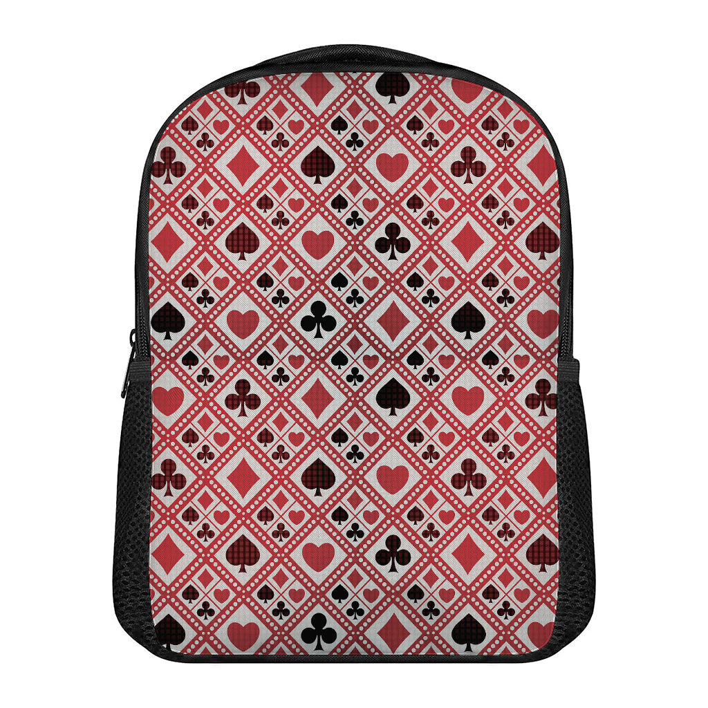 Playing Card Suits Plaid Pattern Print Casual Backpack