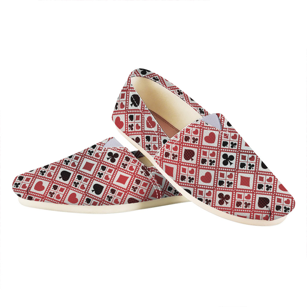 Playing Card Suits Plaid Pattern Print Casual Shoes