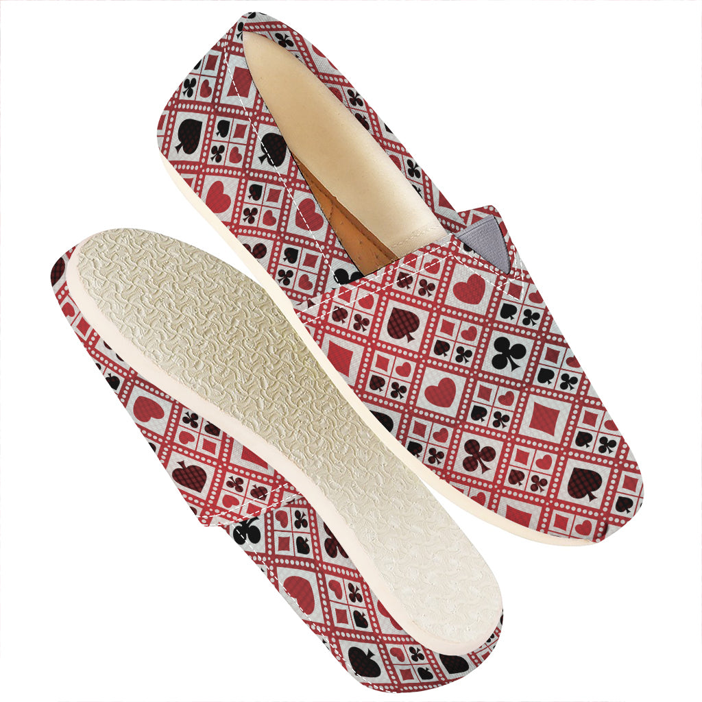 Playing Card Suits Plaid Pattern Print Casual Shoes