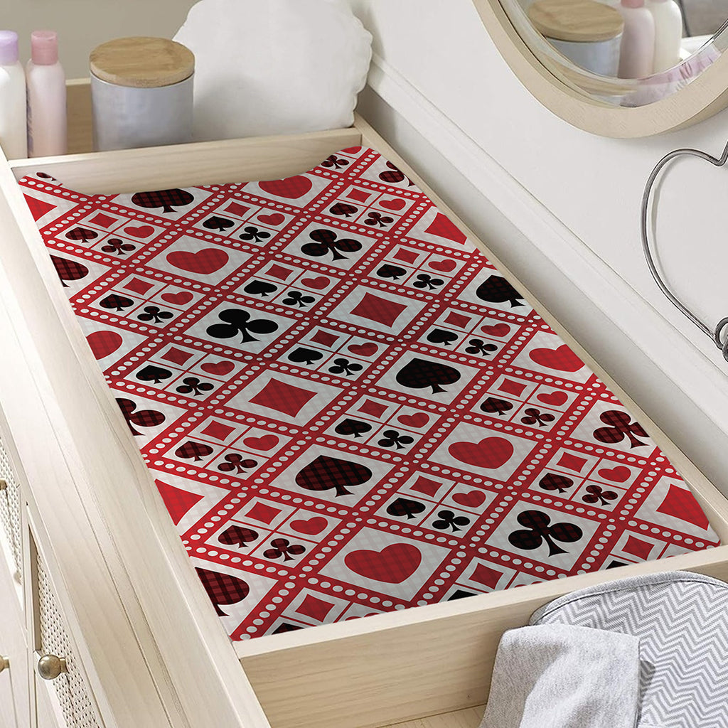 Playing Card Suits Plaid Pattern Print Changing Pad Cover