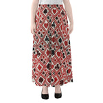 Playing Card Suits Plaid Pattern Print Chiffon Maxi Skirt