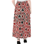 Playing Card Suits Plaid Pattern Print Chiffon Maxi Skirt