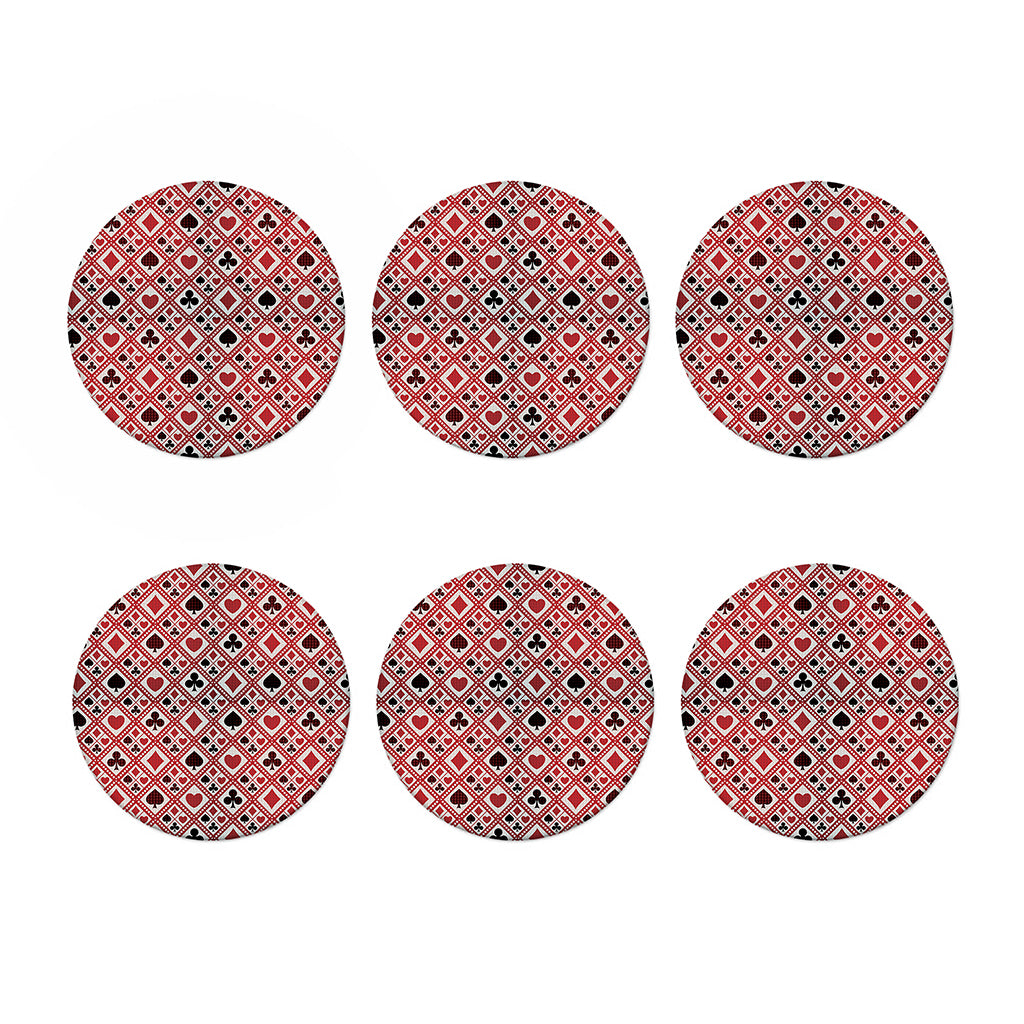 Playing Card Suits Plaid Pattern Print Coaster Set