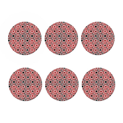 Playing Card Suits Plaid Pattern Print Coaster Set
