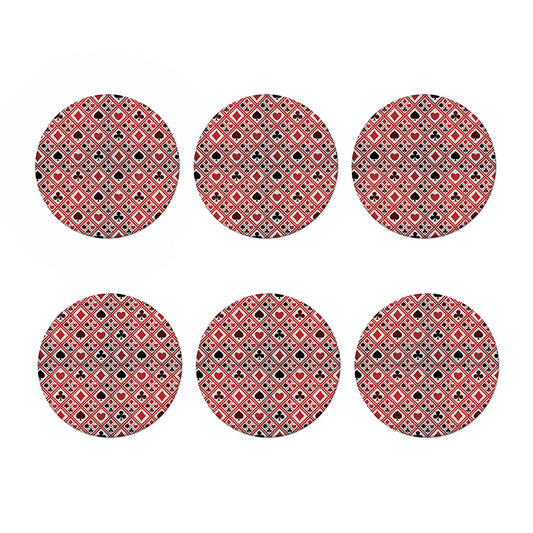 Playing Card Suits Plaid Pattern Print Coaster Set