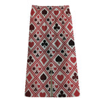 Playing Card Suits Plaid Pattern Print Cotton Front Slit Maxi Skirt