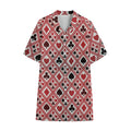 Playing Card Suits Plaid Pattern Print Cotton Hawaiian Shirt