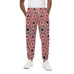 Playing Card Suits Plaid Pattern Print Cotton Pants