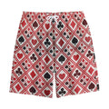 Playing Card Suits Plaid Pattern Print Cotton Shorts