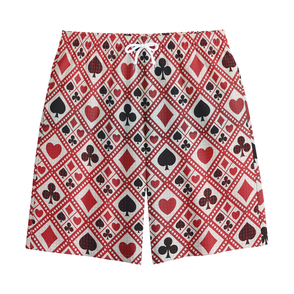 Playing Card Suits Plaid Pattern Print Cotton Shorts