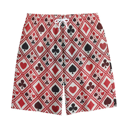 Playing Card Suits Plaid Pattern Print Cotton Shorts